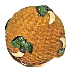3 Elephant Tusk‎ Leaf Design  Decorative Balls Wicker Look Resin Home Decor